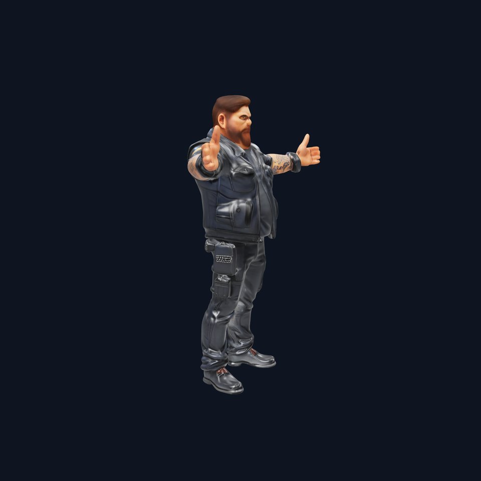 Male Mercenary Character with Leather Jacket Rigged and Animated